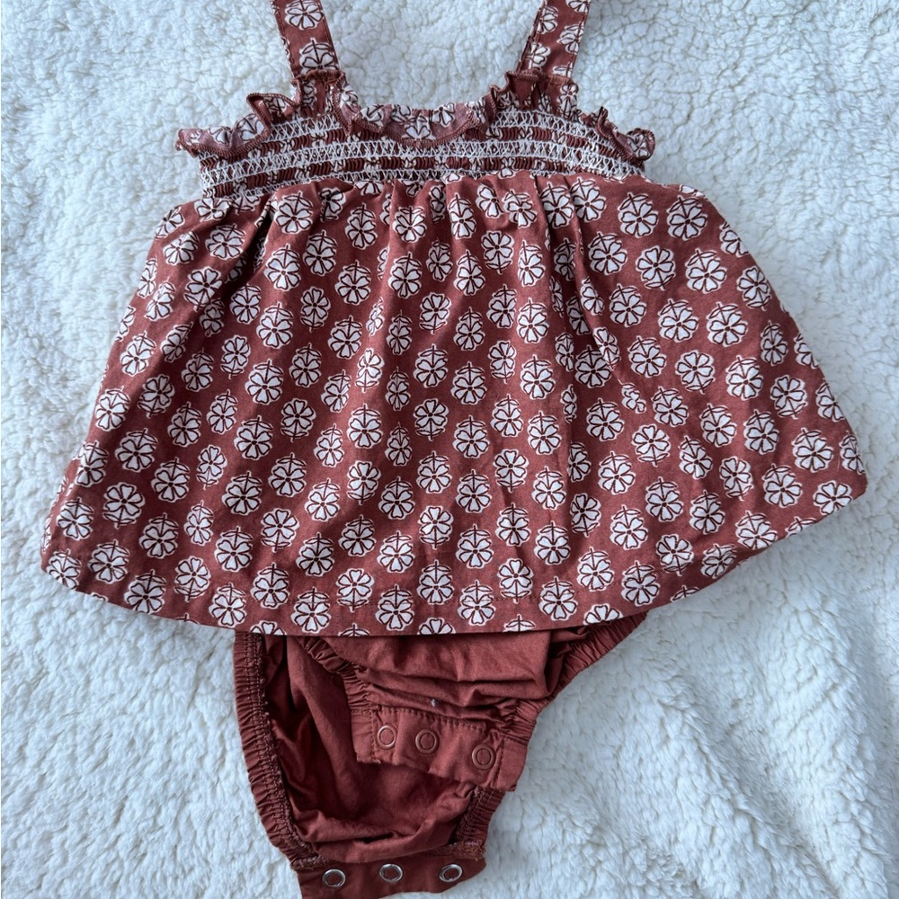 Floral Patterned Kids Romper - Brown